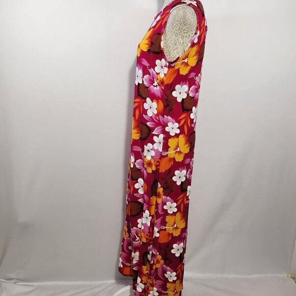 Bali Chic Women's Size Small Tropical Floral Print Sleeveless Maxie Dress Beach - Picture 9 of 13
